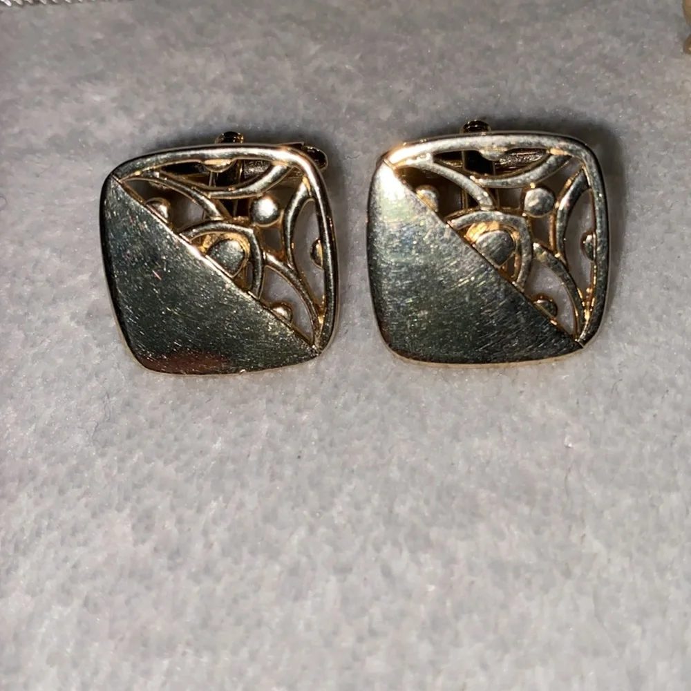 6 Pairs vintage gold tone silver tone cuff links EUC
